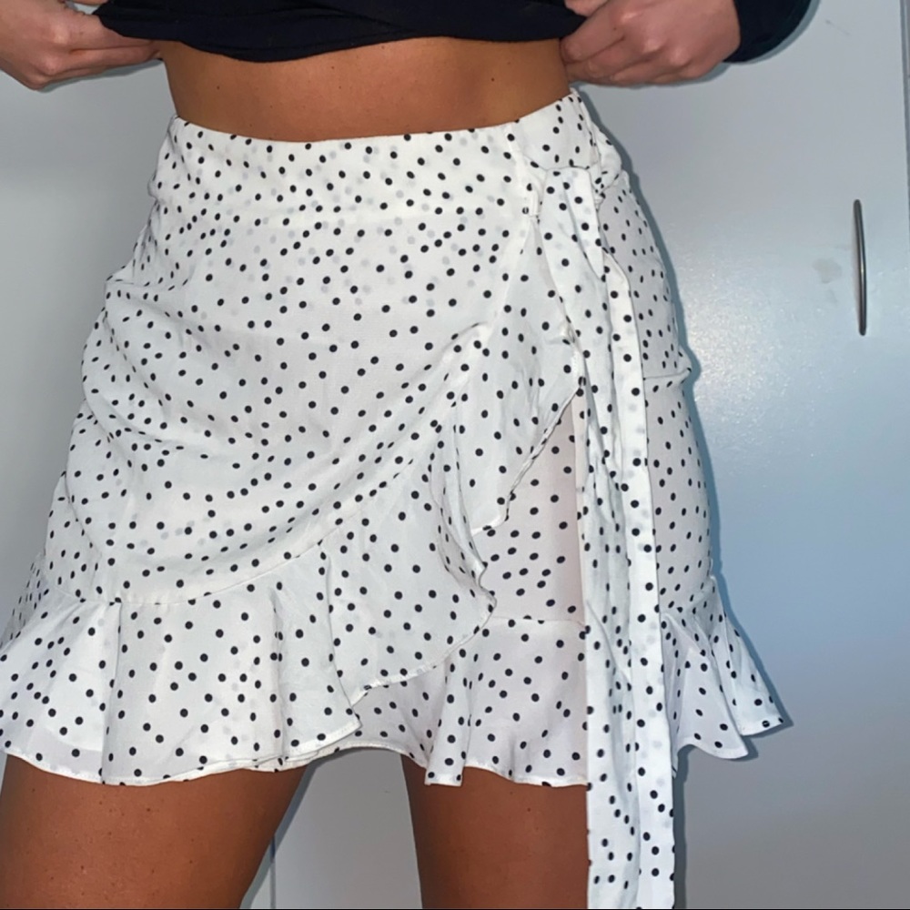 Polka dot wrap skirt